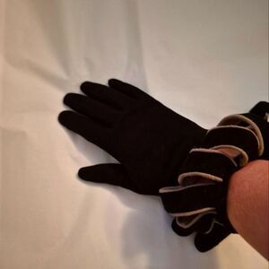 Bottega Veneta Vtg 90s Black and Tan Suede Leather Gloves